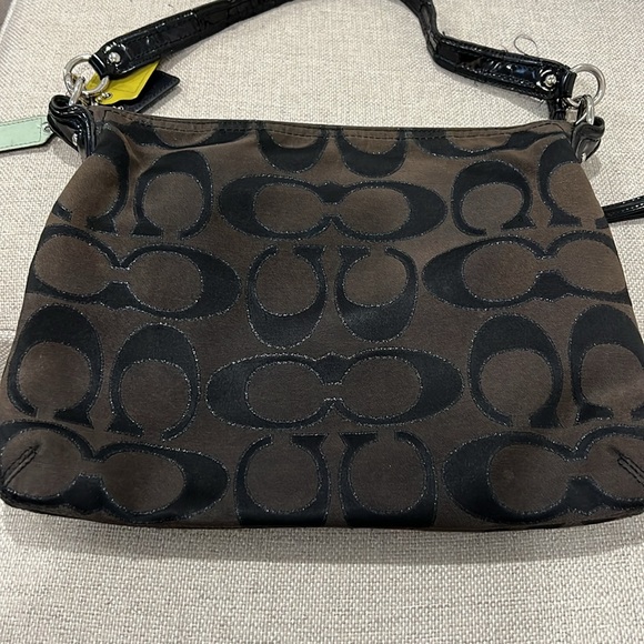 COACH Brown Poppy Metallic Tote 3 Coach Tags - Picture 6 of 10